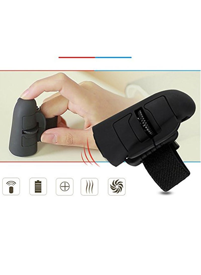 Wireless Finger Ring Mouse Universal 2.4 GHz USB 1600 Dpi Optical Mouse for All Laptop Notebook Tablet PC Desktop (Black)