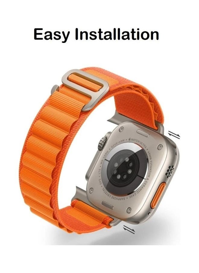 2Pack for Apple Watch Alpine Loop Band 49mm/45mm/44mm Nylon Woven Sport Strap Compatible with iWatch Series 8/Ultra/7/SE/6/5/4/3/2/4 Green/Orange