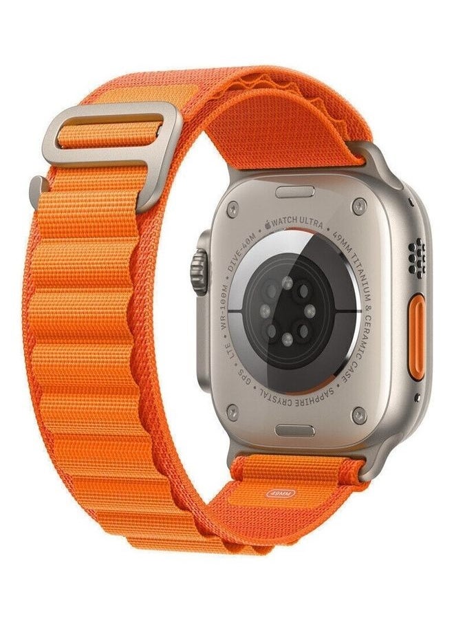 2Pack for Apple Watch Alpine Loop Band 49mm/45mm/44mm Nylon Woven Sport Strap Compatible with iWatch Series 8/Ultra/7/SE/6/5/4/3/2/4 Green/Orange