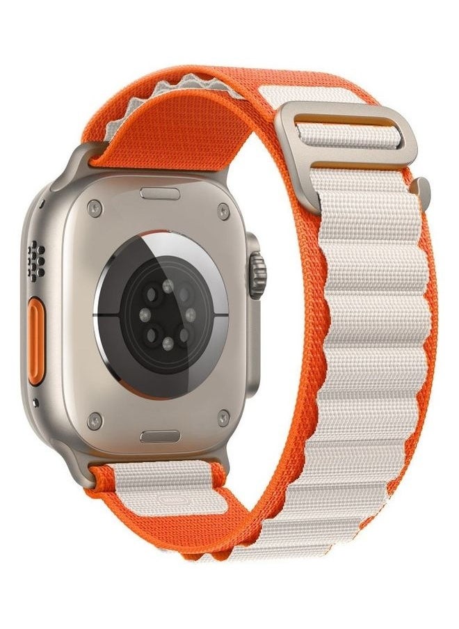Apple Watch Alpine Loop Band 49mm/45mm/44mm Nylon Woven Sport Strap Compatible with iWatch Series 8/Ultra/7/SE/6/5/4/3/2/1 Orange/White