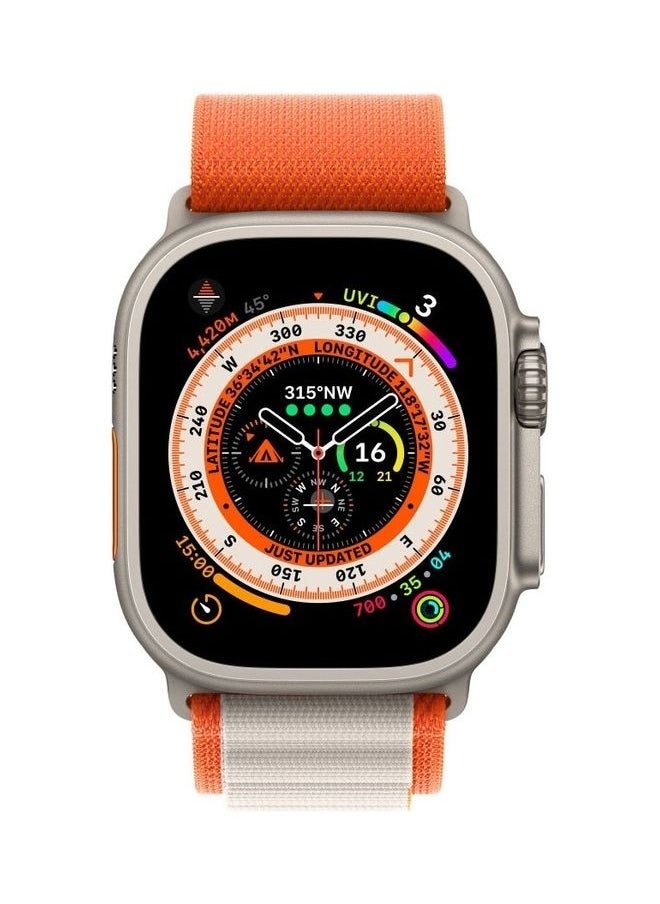 Apple Watch Alpine Loop Band 49mm/45mm/44mm Nylon Woven Sport Strap Compatible with iWatch Series 8/Ultra/7/SE/6/5/4/3/2/1 Orange/White