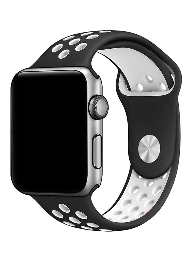 Silicone Replacement Band For Apple Watch All Series Compatible with 49mm/45mm/44mm/42mm Black/White