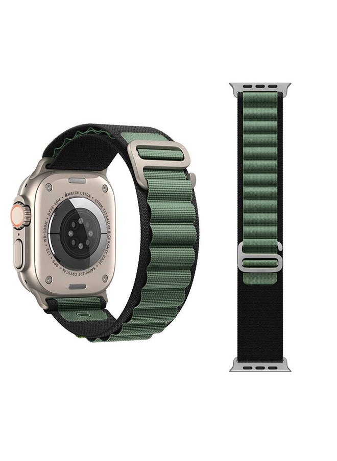 Apple Watch Alpine Loop Band 49mm/45mm/44mm Nylon Woven Sport Strap Compatible with iWatch Series 8/Ultra/7/SE/6/5/4/3/2/1 Green/Black