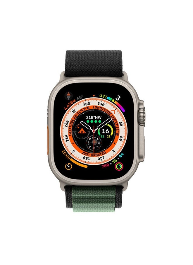 Apple Watch Alpine Loop Band 49mm/45mm/44mm Nylon Woven Sport Strap Compatible with iWatch Series 8/Ultra/7/SE/6/5/4/3/2/1 Green/Black
