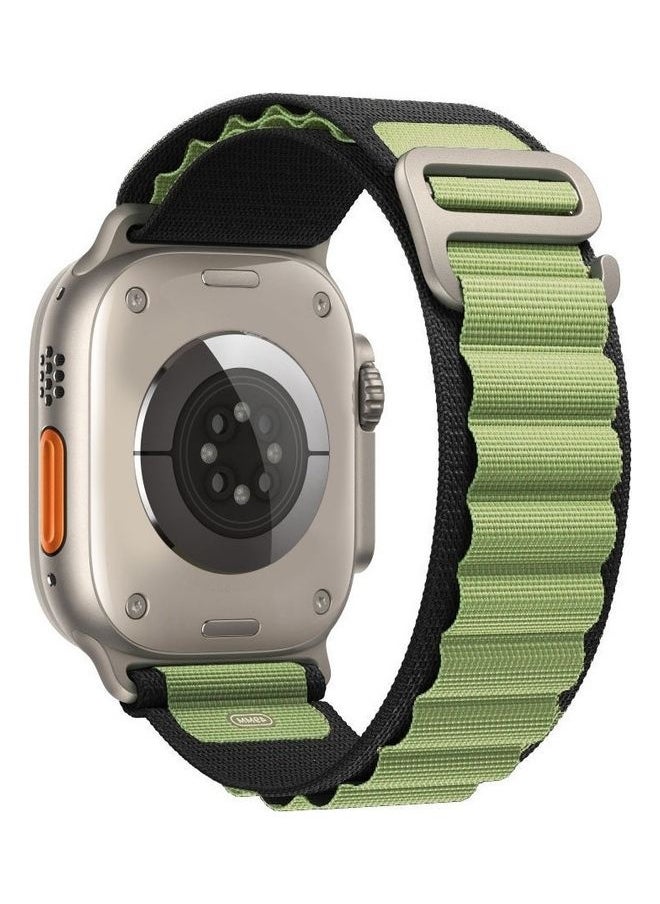 Apple Watch Alpine Loop Band 49mm/45mm/44mm Nylon Woven Sport Strap Compatible with iWatch Series 8/Ultra/7/SE/6/5/4/3/2/1 Green/Black