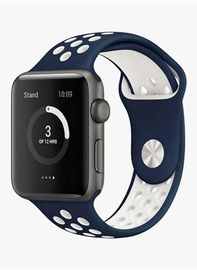 Sport Wrist Band Strap For Apple Watch 44 mm Blue/White