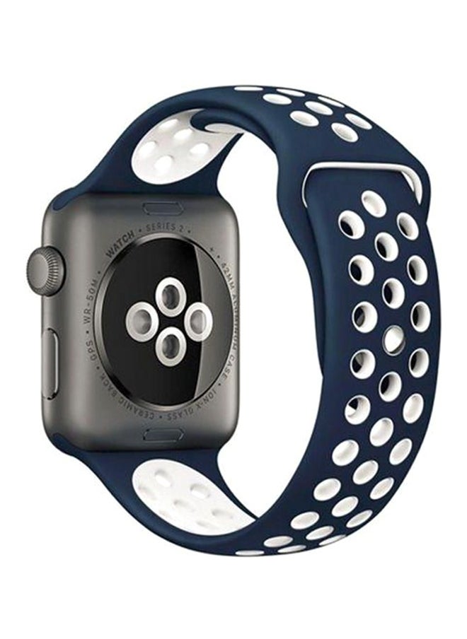 Sport Wrist Band Strap For Apple Watch 44 mm Blue/White