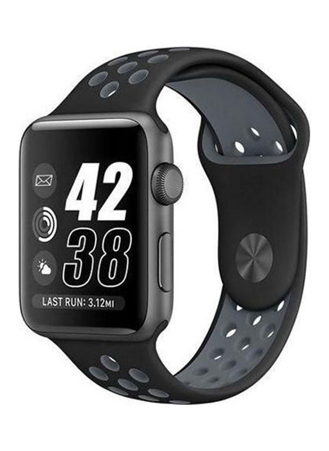 Sport Silicone Breathable Hole Replacement Strap For Apple Watch 38Mm Black / Grey