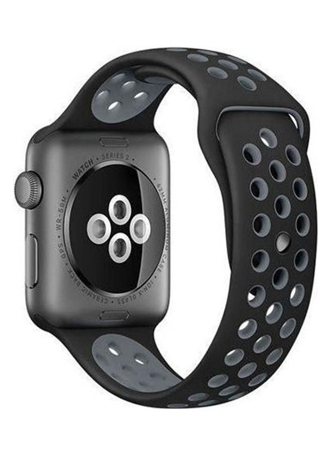 Sport Silicone Breathable Hole Replacement Strap For Apple Watch 38Mm Black / Grey