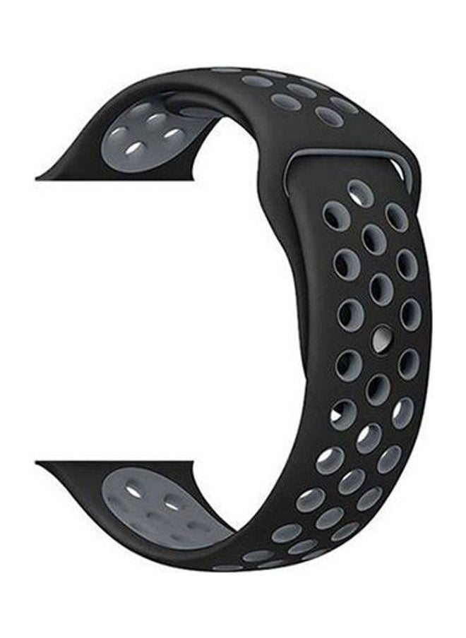 Sport Silicone Breathable Hole Replacement Strap For Apple Watch 38Mm Black / Grey