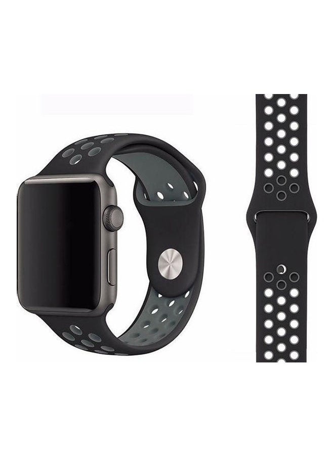Sport Silicone Breathable Hole Replacement Strap For Apple Watch 38Mm Black / Grey