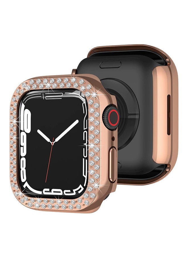 Protective Diamond Crystal Bumper Cover for Apple Watch 7 45mm Rose Gold