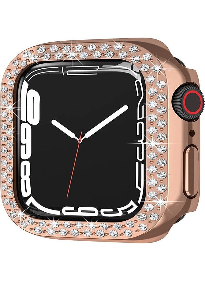 Protective Diamond Crystal Bumper Cover for Apple Watch 7 45mm Rose Gold