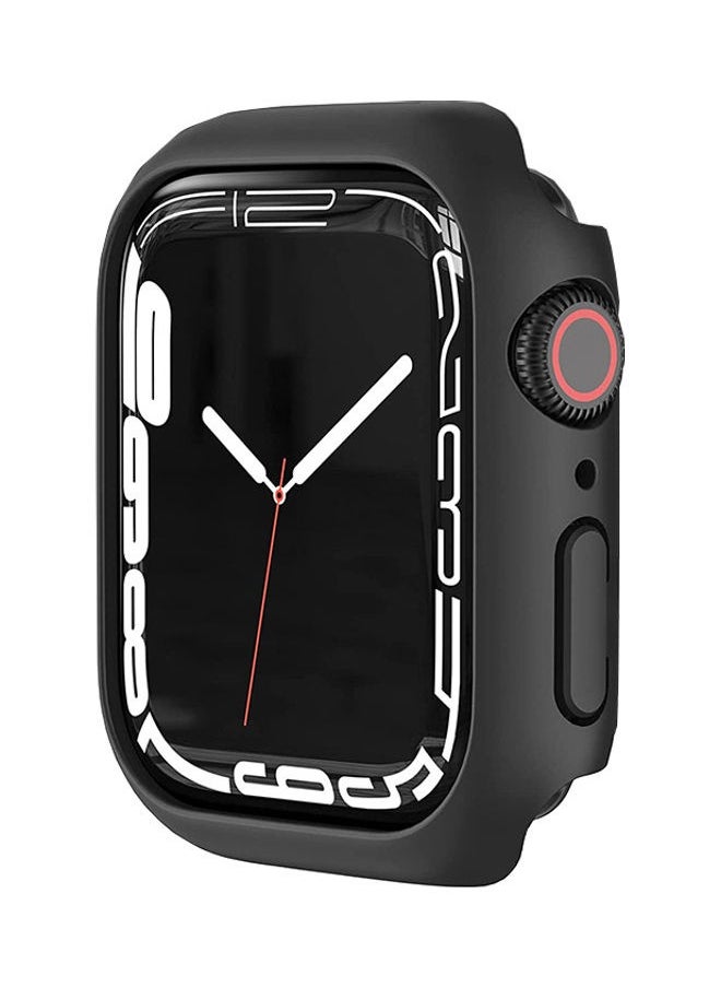 Hard PC Bumper Protective Matte Cover Case for Apple Watch 7 45mm, No Screen Protector Black