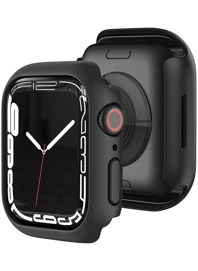 Hard PC Bumper Protective Matte Cover Case for Apple Watch 7 45mm, No Screen Protector Black