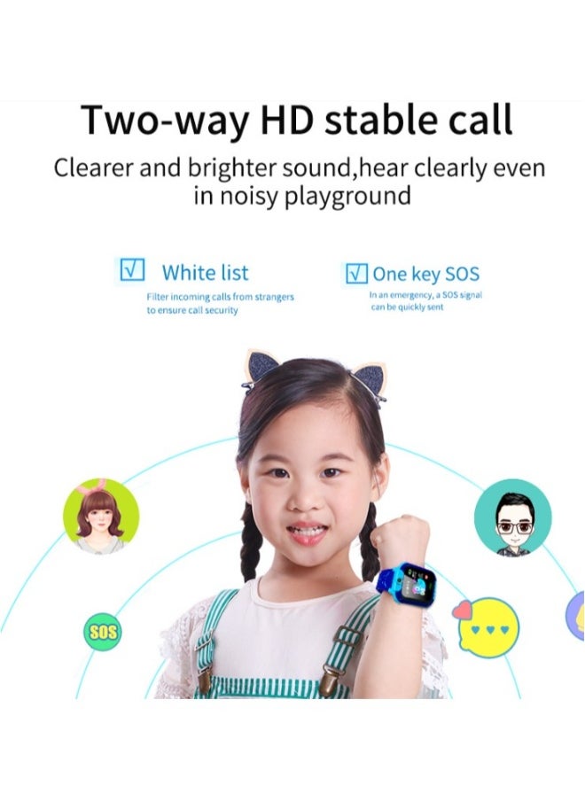 Q12 waterproof multilingual intelligent positioning of children's telephone watches/pink