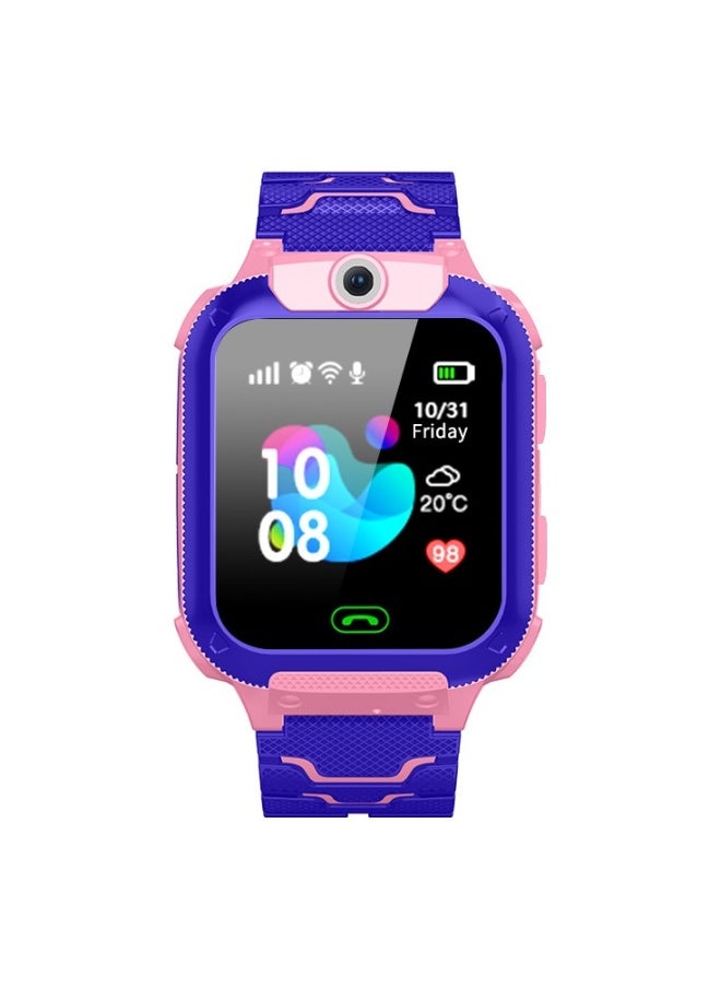 Q12 waterproof multilingual intelligent positioning of children's telephone watches/pink