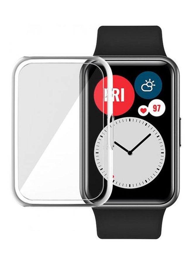Case For Huawei Watch Fit. Strap Tpu Silicon Allaround Screen Protector Cover Bumper Protector Full Cover Screen Protection For Huawei Watch Fit (Transparent) Clear