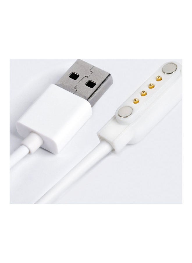Universal Portable 4Pin Smart Watch Wireless Charger Rubber Fast Charging Cable White