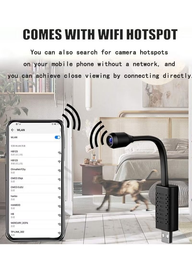 Wifi Mini Camera Compact Portable Usb Plug For Indoor And OutdoorHome Smart Security Camera With Motion Detection Loop Recording