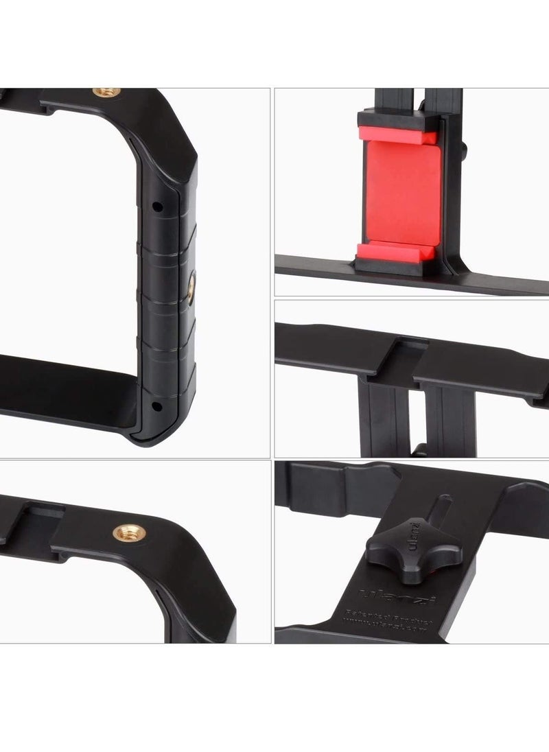 Smartphone Video Rig, Film Making Case, Phone Video with Stabiliser Grip, Tripod Mount for Videomaking, Filmmaker, Videomaker for iPhone X 8 Plus, Samsung