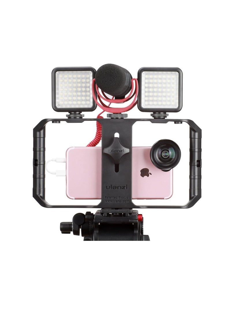 Smartphone Video Rig, Film Making Case, Phone Video with Stabiliser Grip, Tripod Mount for Videomaking, Filmmaker, Videomaker for iPhone X 8 Plus, Samsung