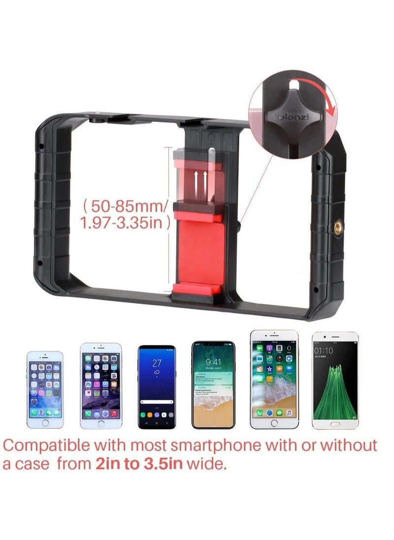 Smartphone Video Rig, Film Making Case, Phone Video with Stabiliser Grip, Tripod Mount for Videomaking, Filmmaker, Videomaker for iPhone X 8 Plus, Samsung