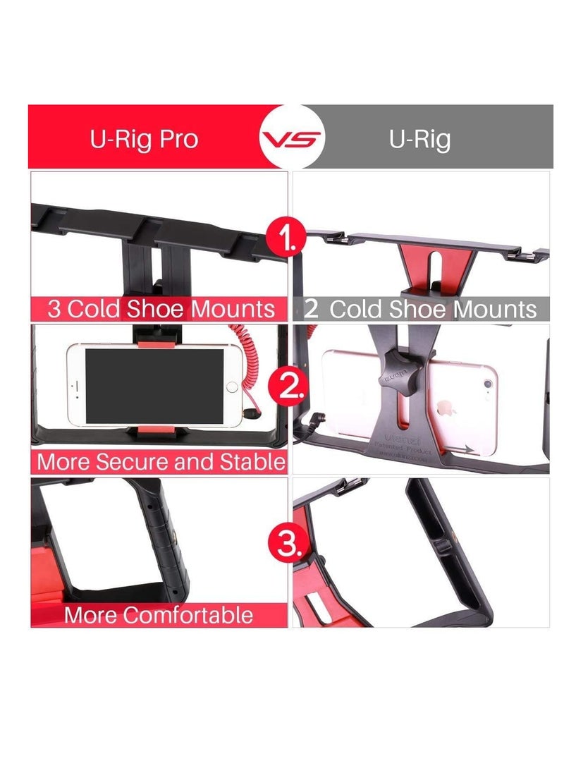 Smartphone Video Rig, Film Making Case, Phone Video with Stabiliser Grip, Tripod Mount for Videomaking, Filmmaker, Videomaker for iPhone X 8 Plus, Samsung