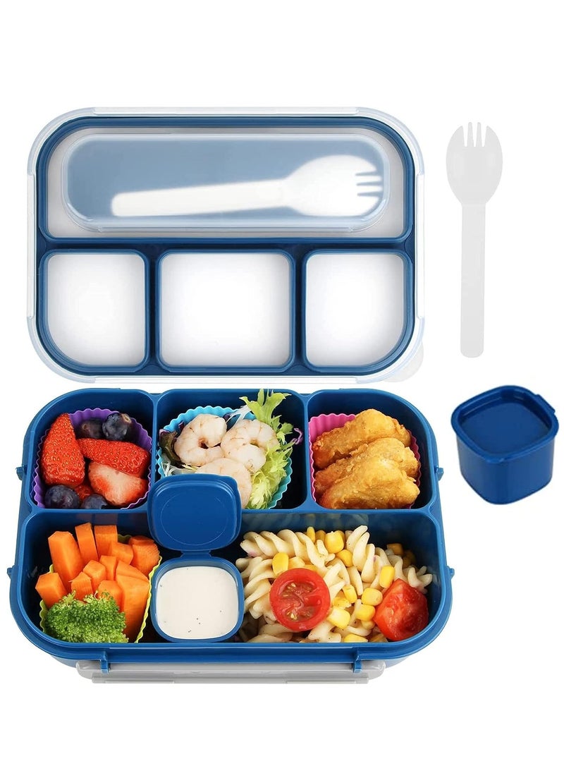 Adando Lunch Box for Kids & Adults - 1300ml 4 Compartment Bento Box with Fork - Insulated Lunch Box Microwave & Freezer Safe & BPA  Free  -  Insulated Leak-Proof for Adults/Kids/Toddler/School - علبة الغداء للأطفال لانش بوكس للكبار