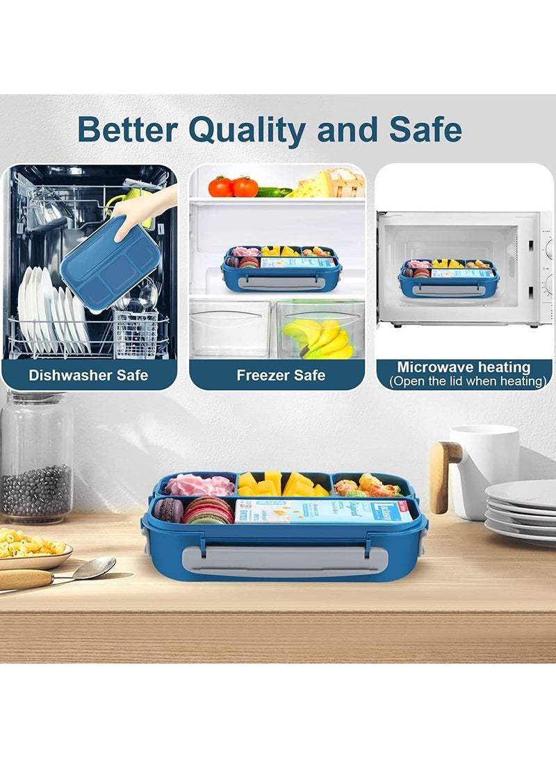 Adando Lunch Box for Kids & Adults - 1300ml 4 Compartment Bento Box with Fork - Insulated Lunch Box Microwave & Freezer Safe & BPA  Free  -  Insulated Leak-Proof for Adults/Kids/Toddler/School - علبة الغداء للأطفال لانش بوكس للكبار