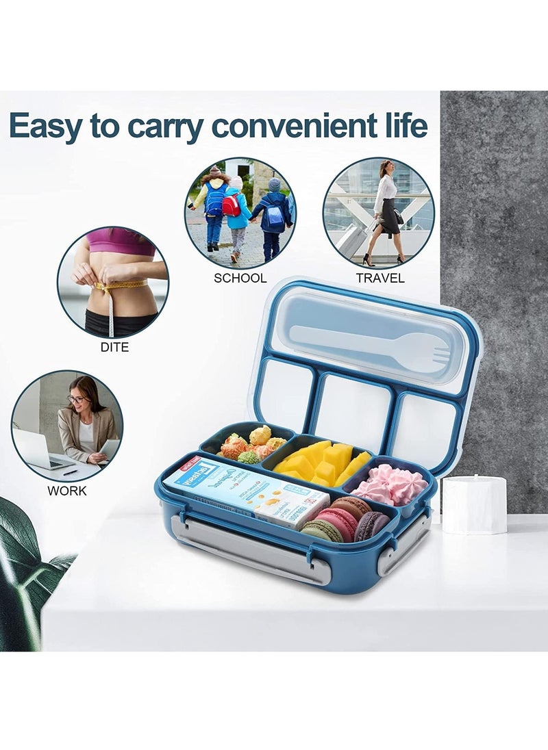 Adando Lunch Box for Kids & Adults - 1300ml 4 Compartment Bento Box with Fork - Insulated Lunch Box Microwave & Freezer Safe & BPA  Free  -  Insulated Leak-Proof for Adults/Kids/Toddler/School - علبة الغداء للأطفال لانش بوكس للكبار