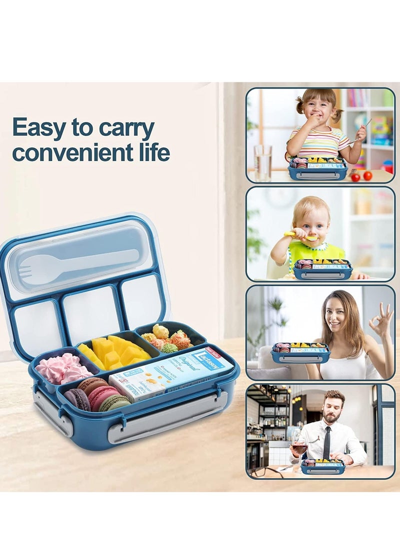 Adando Lunch Box for Kids & Adults - 1300ml 4 Compartment Bento Box with Fork - Insulated Lunch Box Microwave & Freezer Safe & BPA  Free  -  Insulated Leak-Proof for Adults/Kids/Toddler/School - علبة الغداء للأطفال لانش بوكس للكبار