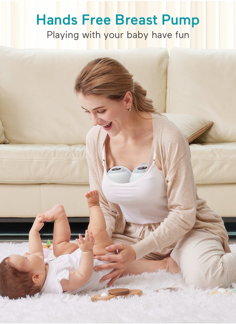 Paruu P20 Wearable Breast Pump Hands Free，4 Modes & 12 Levels Suction with Soft Double-Sealed Flange, Electric & Portable Pump Accessories, LED Display