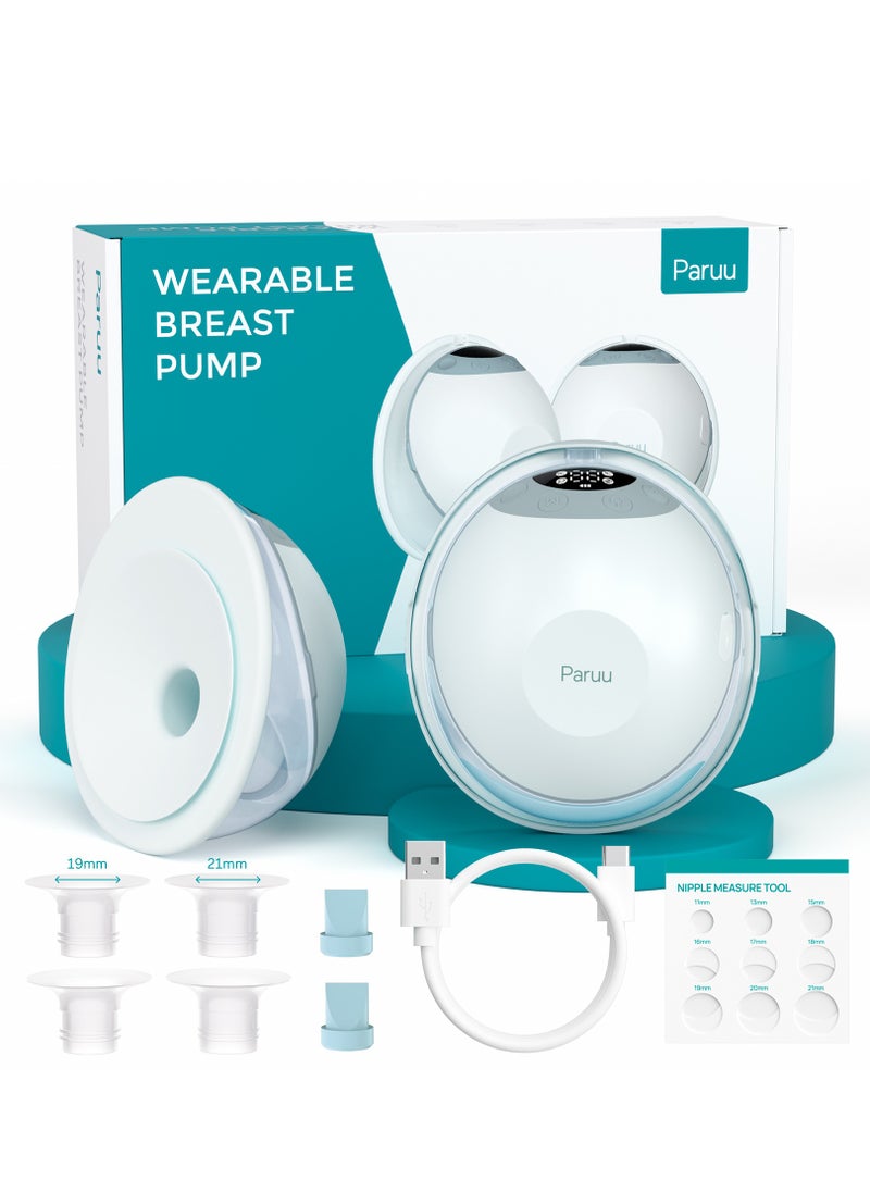 Paruu P20 Wearable Breast Pump Hands Free，4 Modes & 12 Levels Suction with Soft Double-Sealed Flange, Electric & Portable Pump Accessories, LED Display