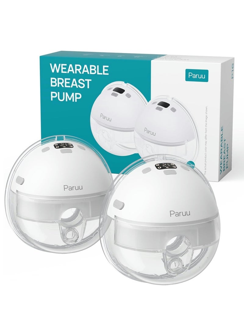 P16 Hands-Free Electirc Wearable Breast Pump, Strong Suction, Portable Breast Pump, Low Noise, 4 Modes & 12 Levels - 19/21/24mm Insert/Flange, 2 Pack