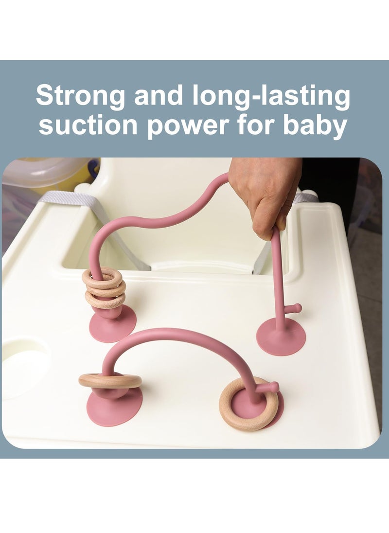 Parent-Child Interactive Silicone Baby Toy Set - Suction Cups Education Teething Toys for Infant Toddler Ages 6M+, BPA Free (Pink)