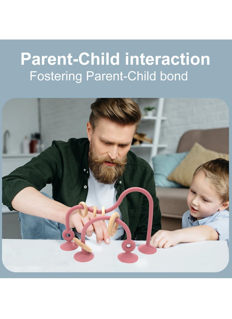 Parent-Child Interactive Silicone Baby Toy Set - Suction Cups Education Teething Toys for Infant Toddler Ages 6M+, BPA Free (Pink)