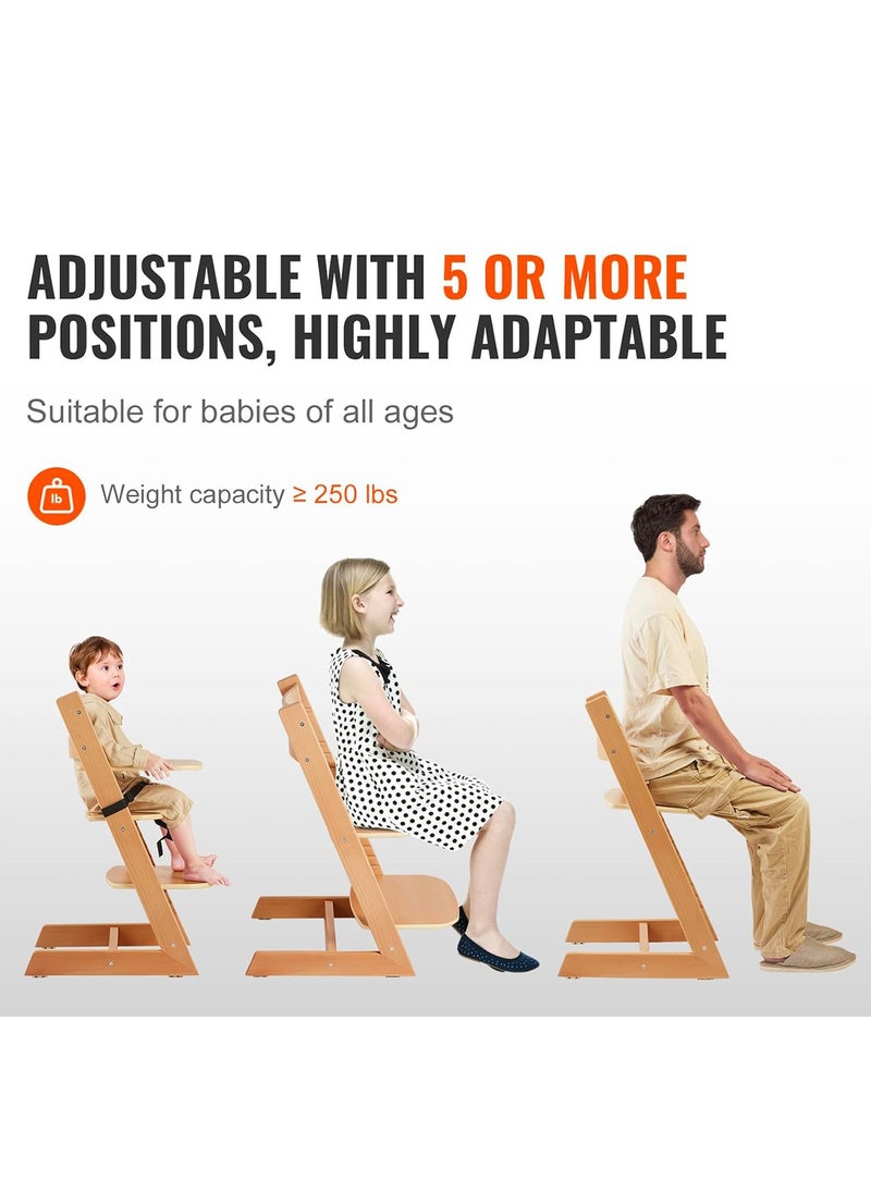 Baby High Chair Wooden Dining Adjustable Toddler Seat Chair For kids and Adults