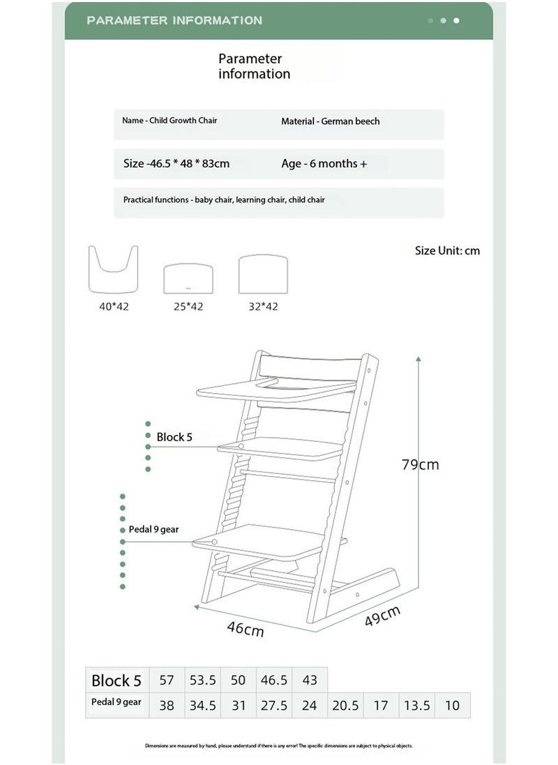 Baby High Chair Wooden Dining Adjustable Toddler Seat Chair For kids and Adults