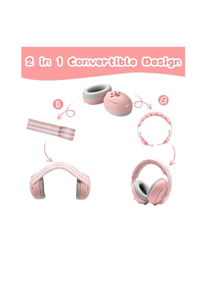 2 in 1 Baby Earmuffs Adjustable Baby Headphones for Babies and Toddlers Under 5 with Elastic Band Baby Noise Cancelling Headphones Toddler Earmuffs for Better Sleep