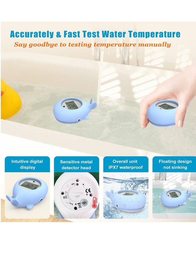 Baby bath thermometer with LED display and temperature warning, digital indoor thermometer and water thermometer Fahrenheit, baby bath toys, thermometer