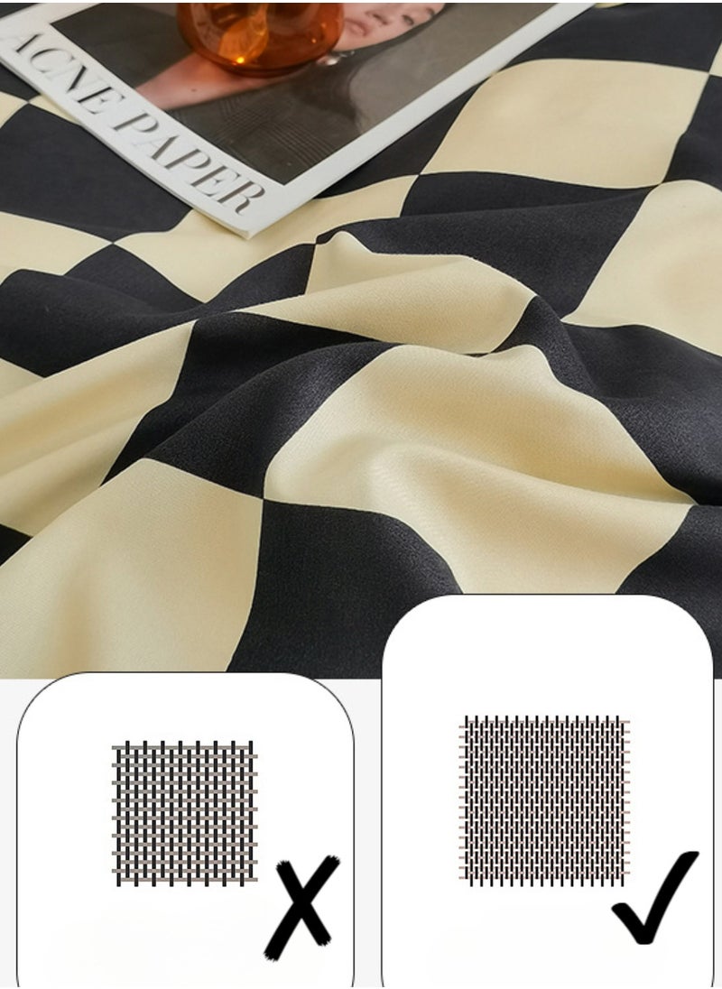 4-pcs Duvet Cover Set, Bed Cover Set with Duvet Cover Pillowcase, Geometric Checkered Pattern, Soft and Breathable, for Single, Double, Zippered Bed, Size: 180X220cm