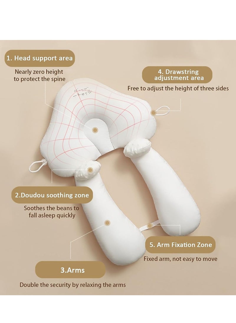 Side Sleeping Pillow for Baby, Comfortable Adjustable Detachable Baby Pillow Anti-Deflection Anti-Roll Side Sleeper Wedge, for 0-12 Months Babies