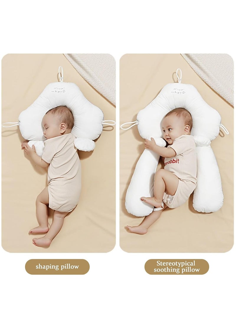 Side Sleeping Pillow for Baby, Comfortable Adjustable Detachable Baby Pillow Anti-Deflection Anti-Roll Side Sleeper Wedge, for 0-12 Months Babies