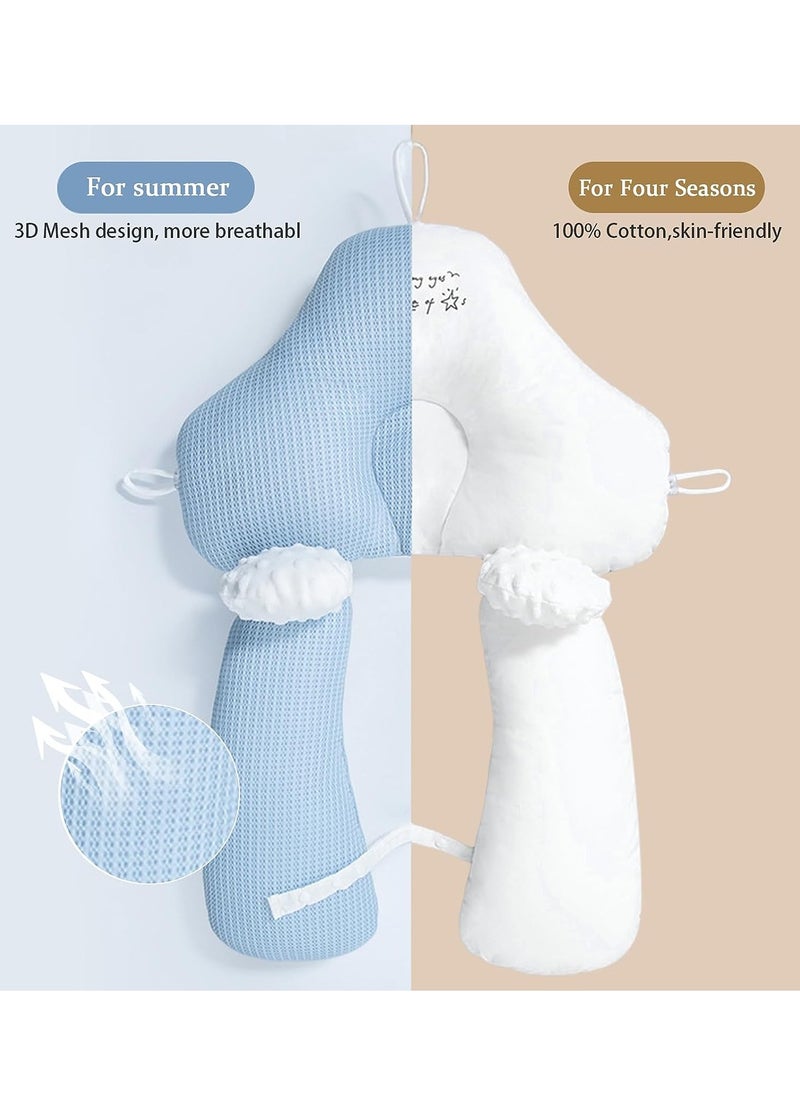 Side Sleeping Pillow for Baby, Comfortable Adjustable Detachable Baby Pillow Anti-Deflection Anti-Roll Side Sleeper Wedge, for 0-12 Months Babies