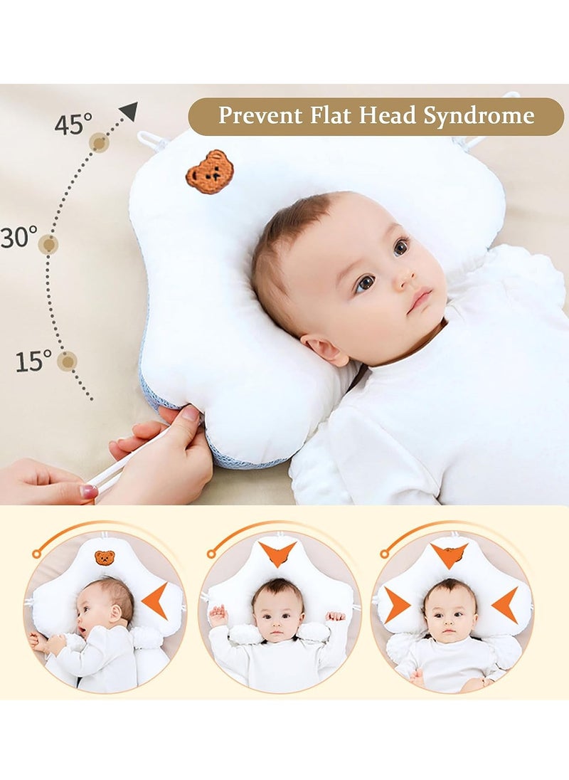 Side Sleeping Pillow for Baby, Comfortable Adjustable Baby Pillow Anti-Deflection Anti-Roll Side Sleeper Wedge, for 0-12 Months Babies