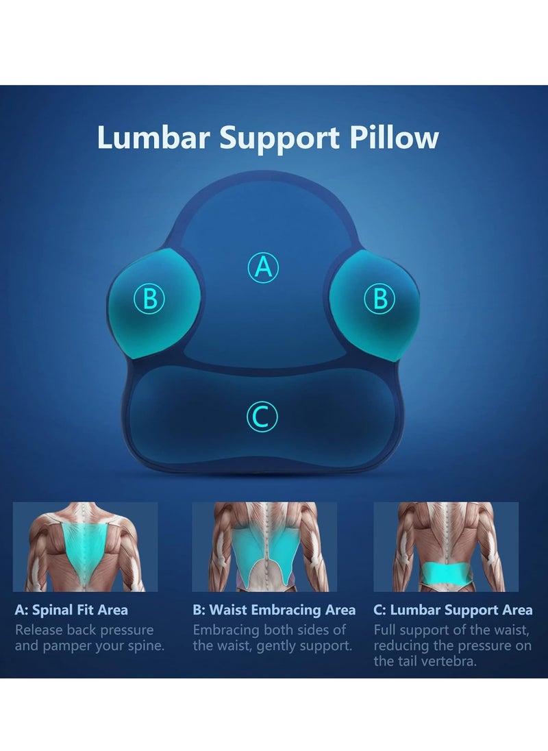 Lumbar Support Pillow for Office Chair, Memory Foam Back Support Pillow Cushion for Back Pain Relief, Lumbar Chair Pillow with Adjustable Strap for Car, Office, Computer, Gaming Chair