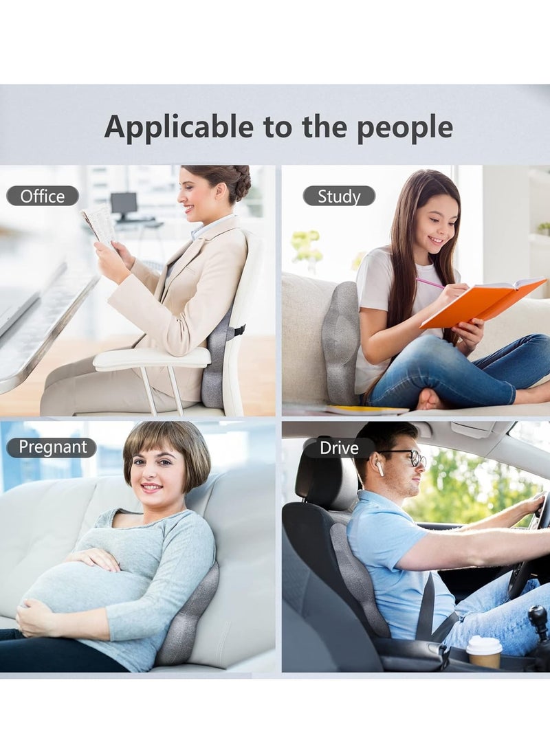 Lumbar Support Pillow for Office Chair, Memory Foam Back Support Pillow Cushion for Back Pain Relief, Lumbar Chair Pillow with Adjustable Strap for Car, Office, Computer, Gaming Chair