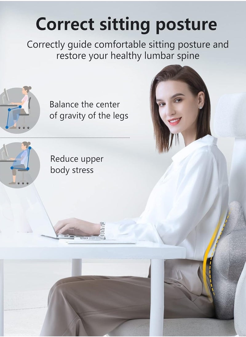 Lumbar Support Pillow for Office Chair, Memory Foam Back Support Pillow Cushion for Back Pain Relief, Lumbar Chair Pillow with Adjustable Strap for Car, Office, Computer, Gaming Chair