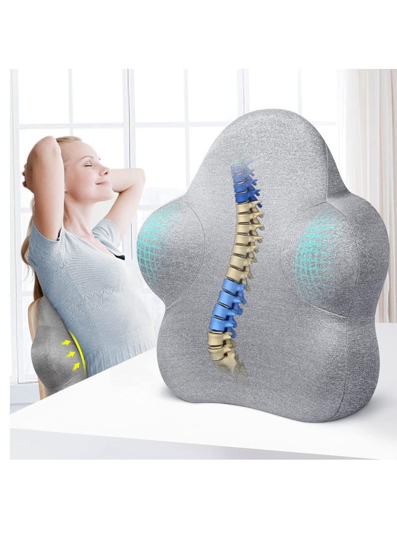 Lumbar Support Pillow for Office Chair, Memory Foam Back Support Pillow Cushion for Back Pain Relief, Lumbar Chair Pillow with Adjustable Strap for Car, Office, Computer, Gaming Chair
